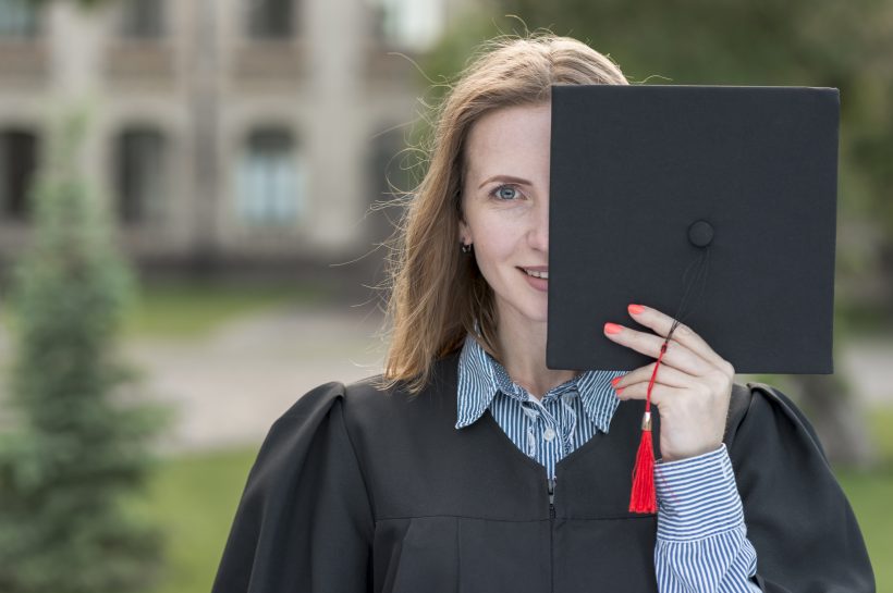 Graduation concept with portrait Happy Girl